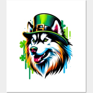 Siberian Husky Sports Leprechaun Hat for St. Patrick's Posters and Art